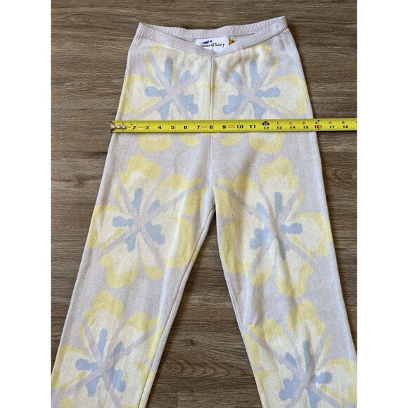 House of Sunny Retro Yellow Floral Knit Pants Size 2 - Picture 4 of 10